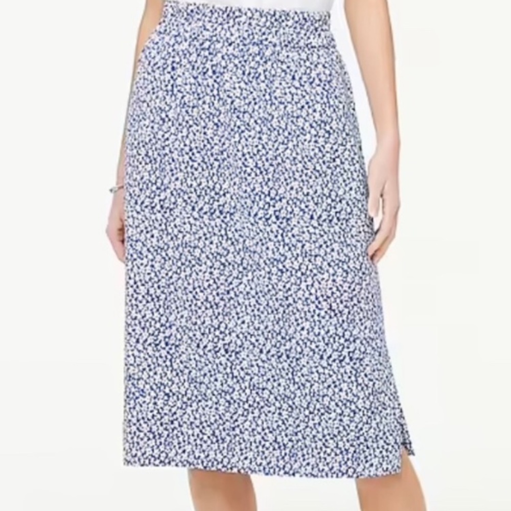 J. Crew Factory purple/blue and White Daisy Midi Skirt